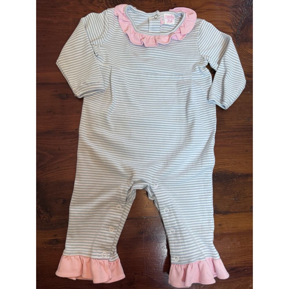 Striped Pink-Trim Cotton Baby One-Piece